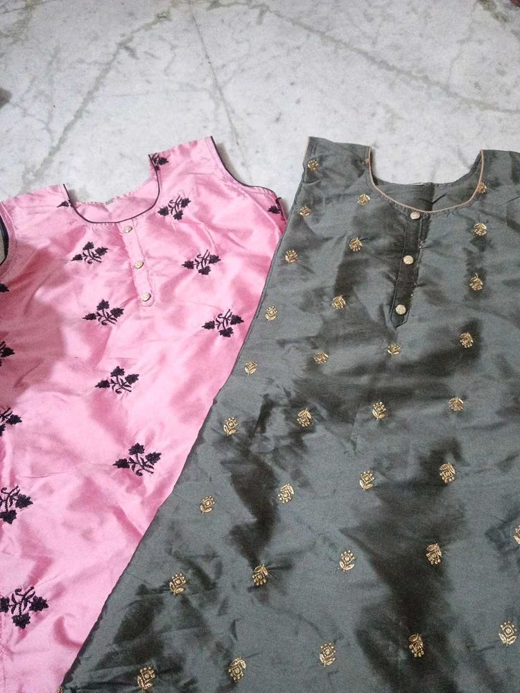 ( SET OF 2) Silk Blend Kurtas