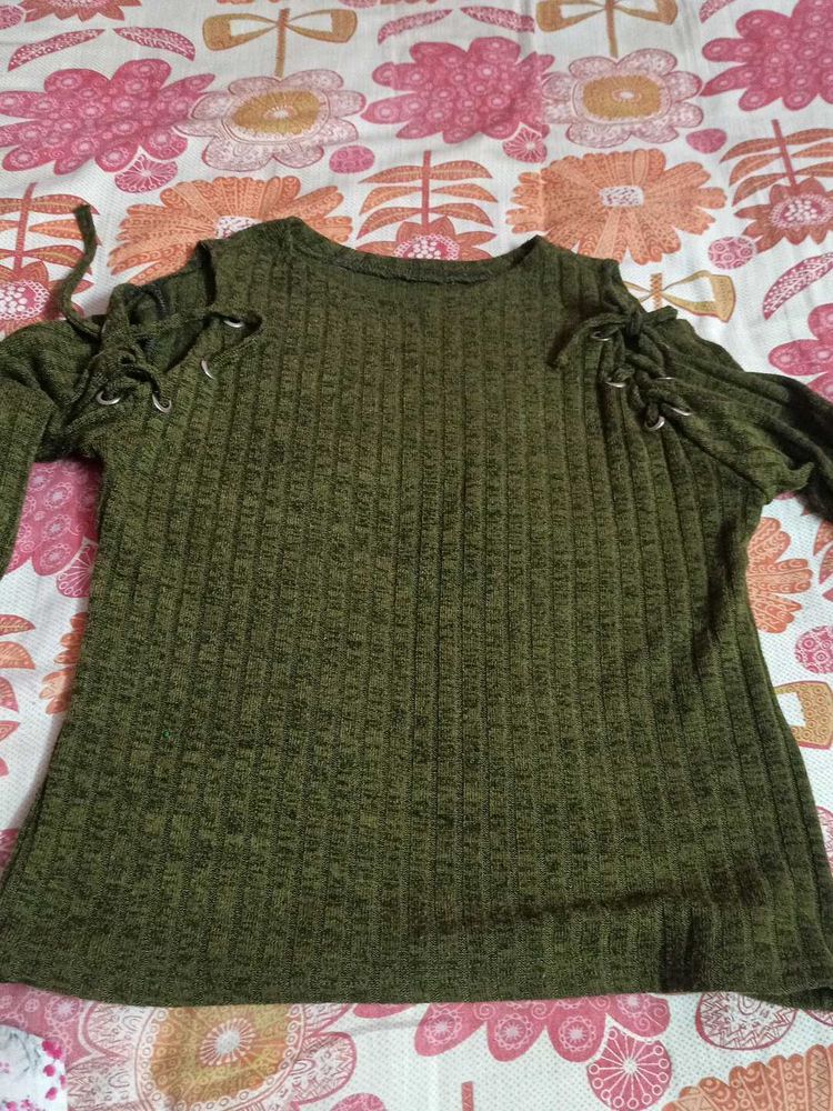 Olive Green Cut-Out Top