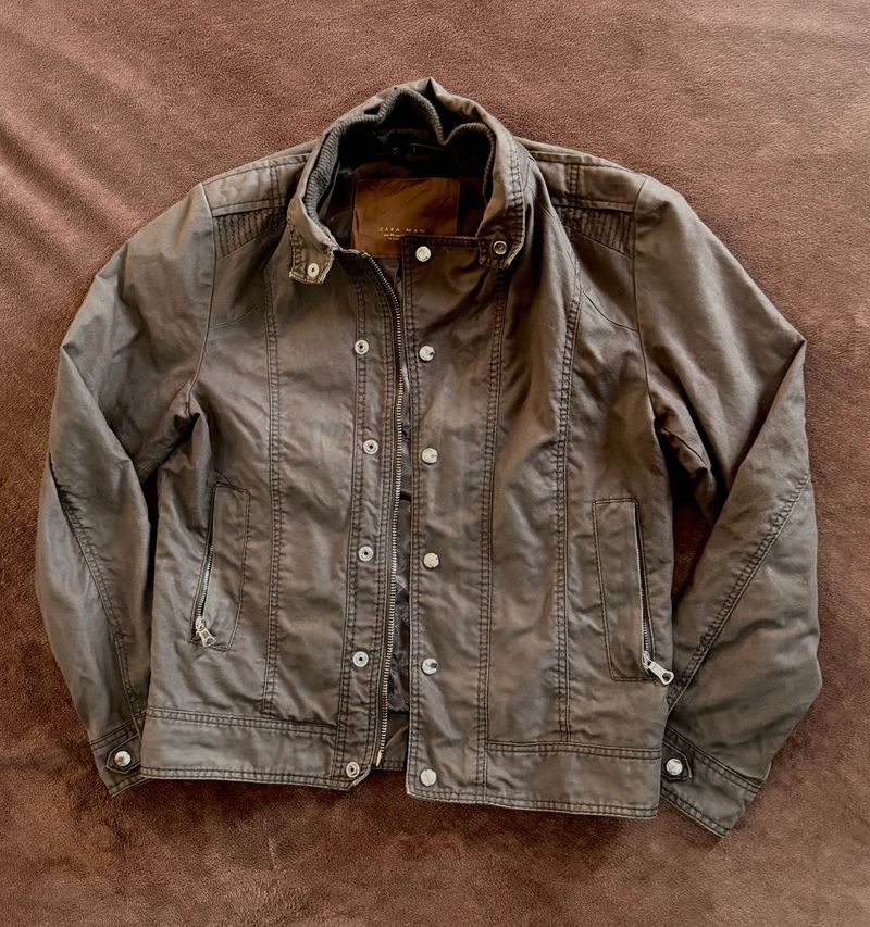 Zara Man Olive Grey Street Wear Jacket