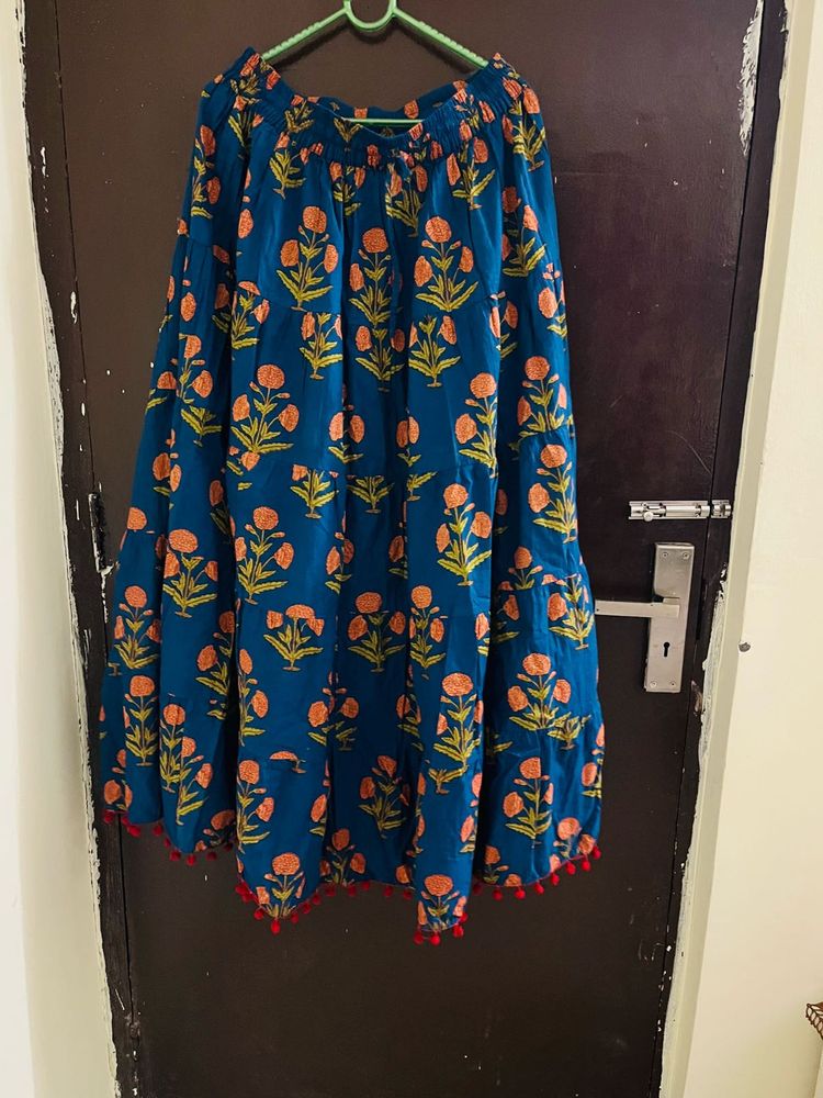 Varanga brand floral cotton skirt with Laddu lac