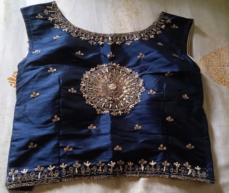 Embroidered Navy Blue Blouse