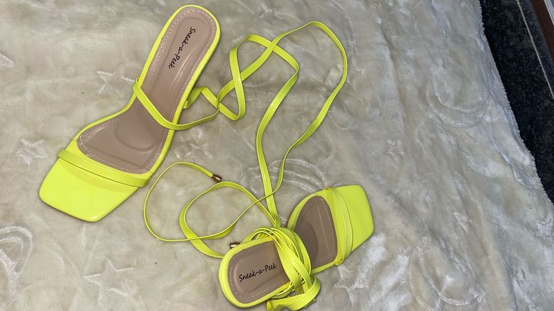 Neon Yellow Strappy Heels