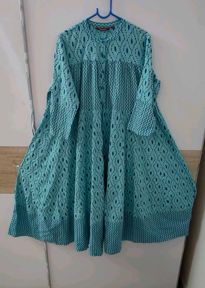 Sky-blue ikkat kurta