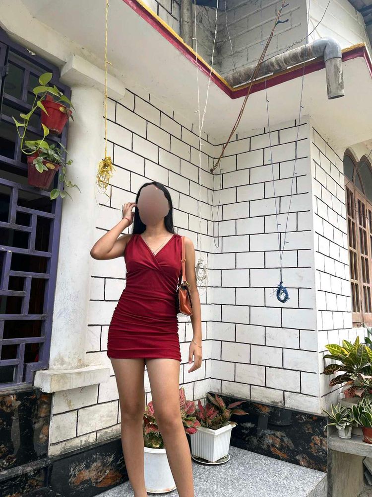 Burgundy Ruched Mini Dress