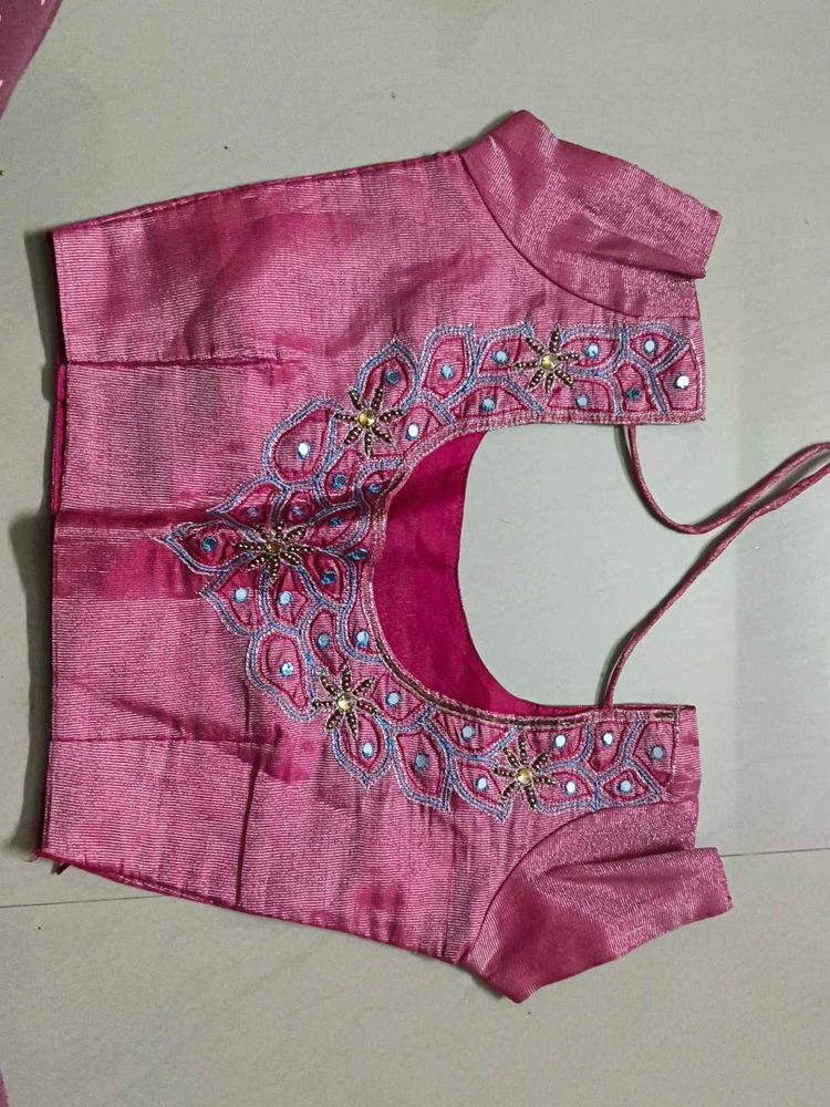 Pink Embroidered Saree Blouse