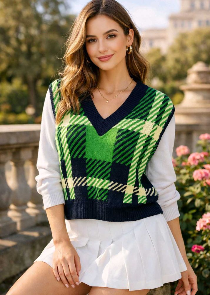 Stylish Plaid Sweater Vest