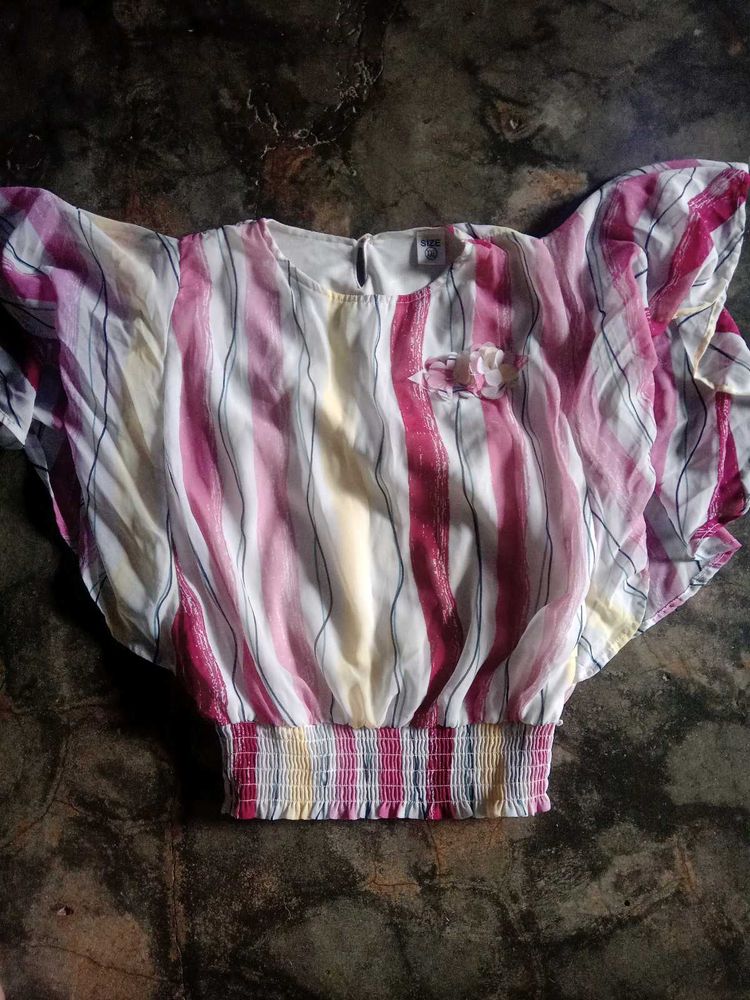 Striped Flutter Sleeve Top