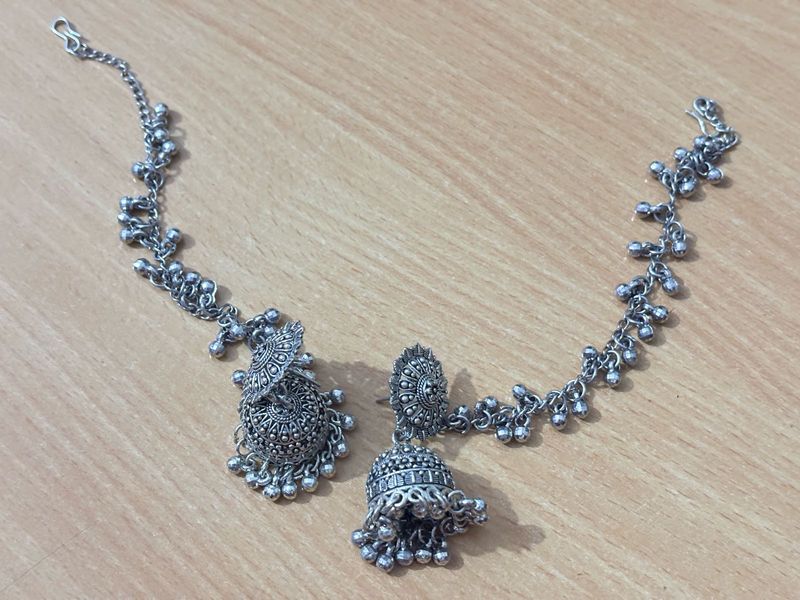 Oxidised Jhumka with Chain