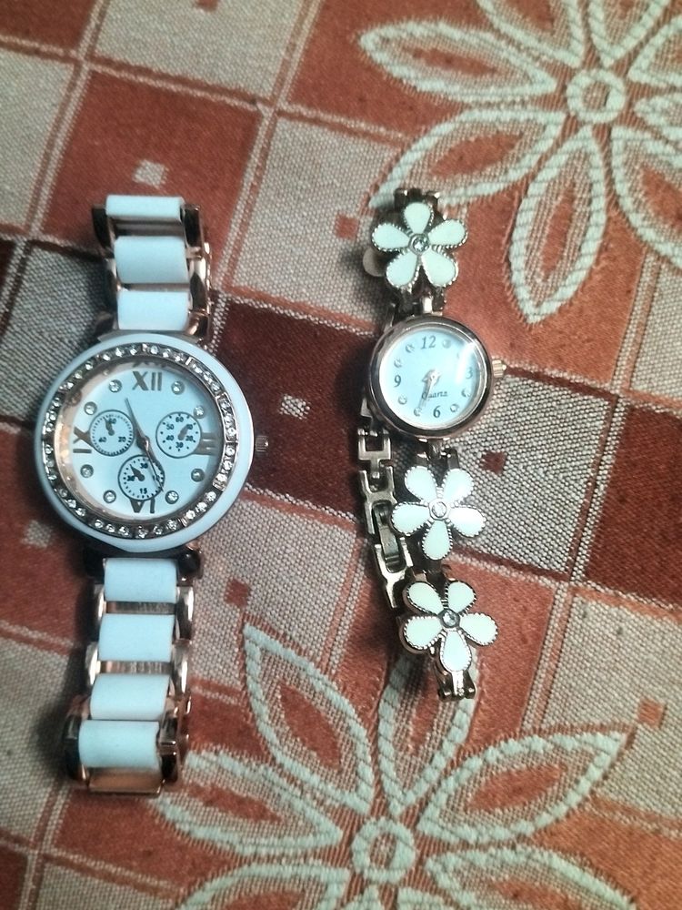 Analog White Dial Ladies Combo