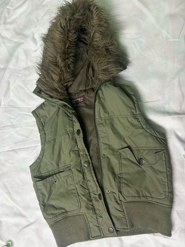 Olive Green Hooded Vest