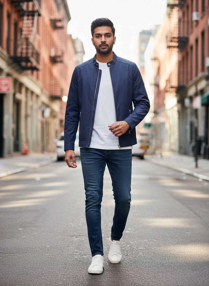 Men&#39;s Casual Navy Blue Jacket