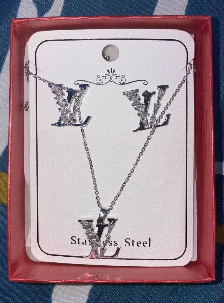 LV Inspired Necklace and Earring Set
