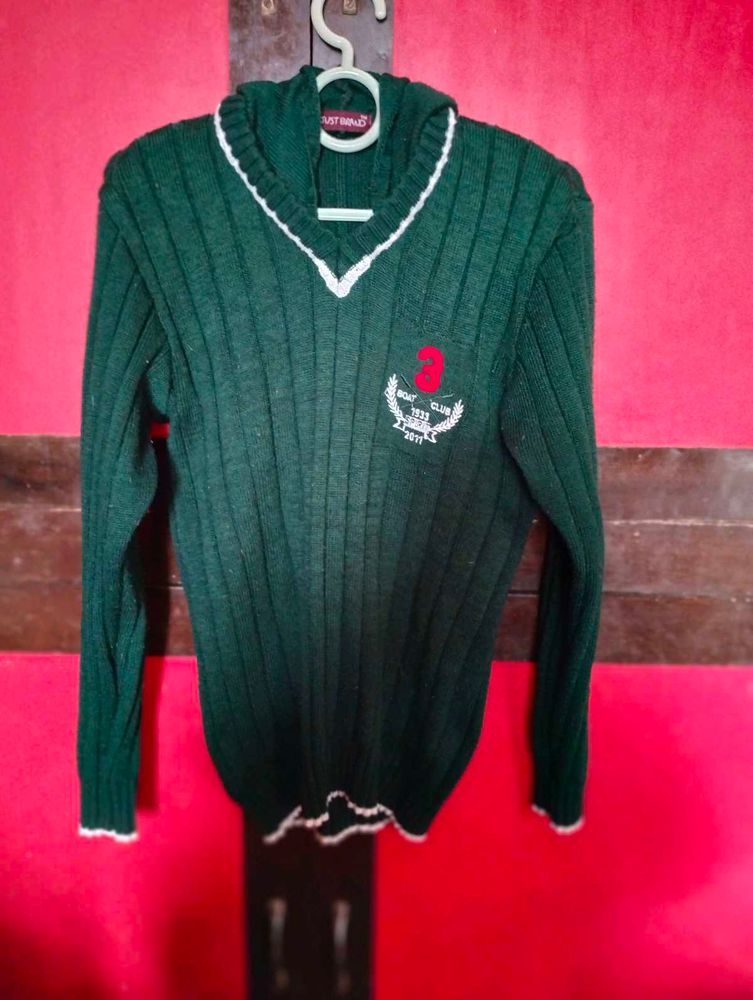 Green Colour Sports Sweater
