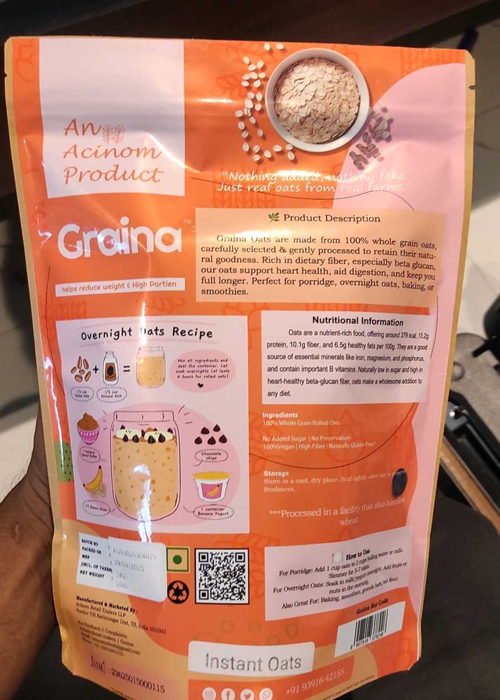 Graina Instant Oats 500Grams