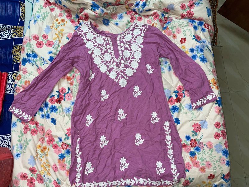Purple Embroidered Kurta
