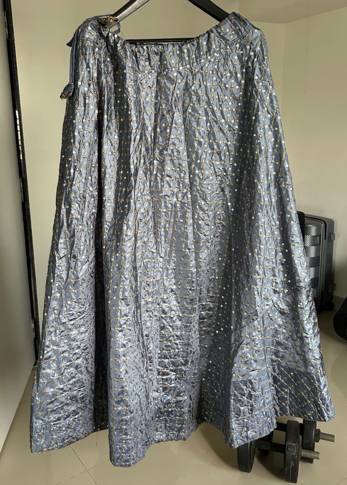 Elegant Silver Lehenga Skirt