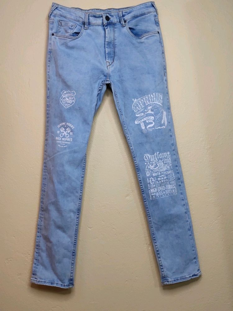 Cool Printed Slim Fit Jeans For Men