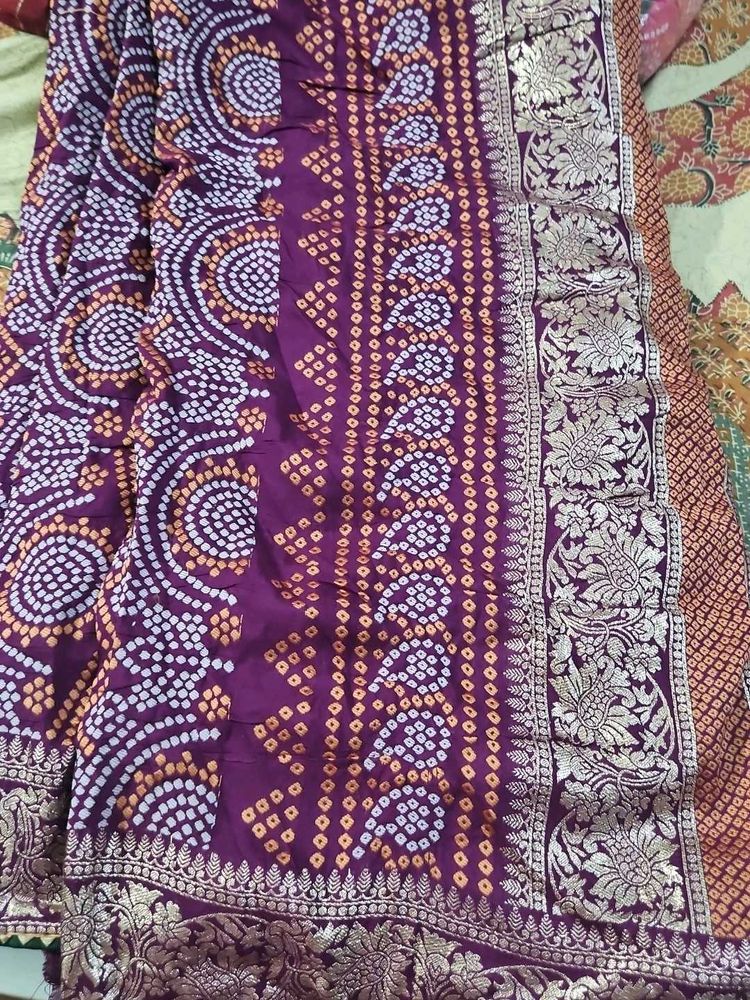 Elegant Purple Bandhani Saree