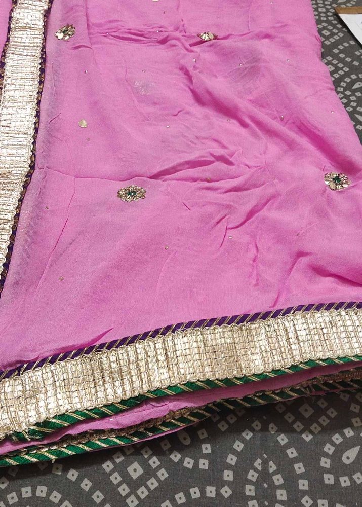 gota work pink georgette suit