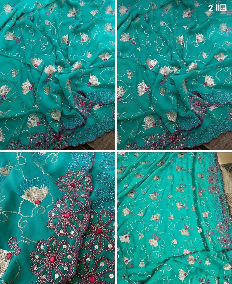 Heavy Embroidery Work Saree