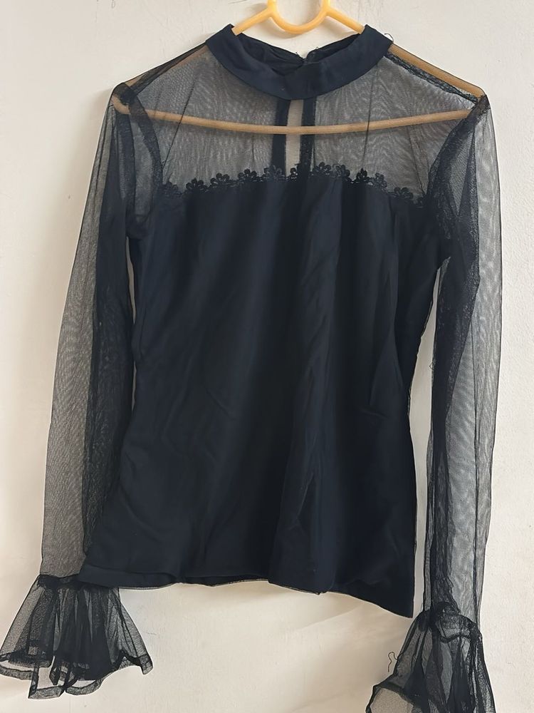 Chic Black Mesh Top