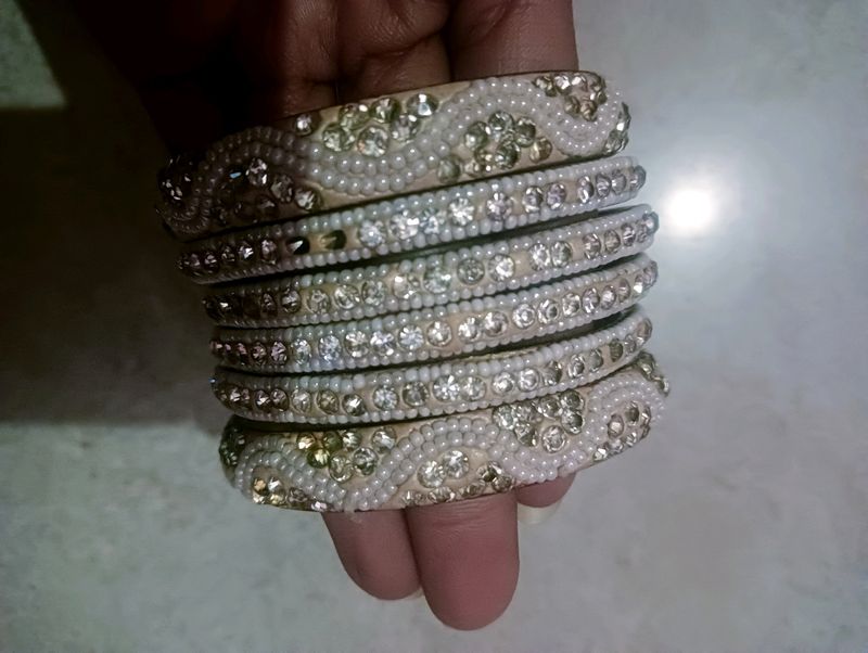 White Bangles Set