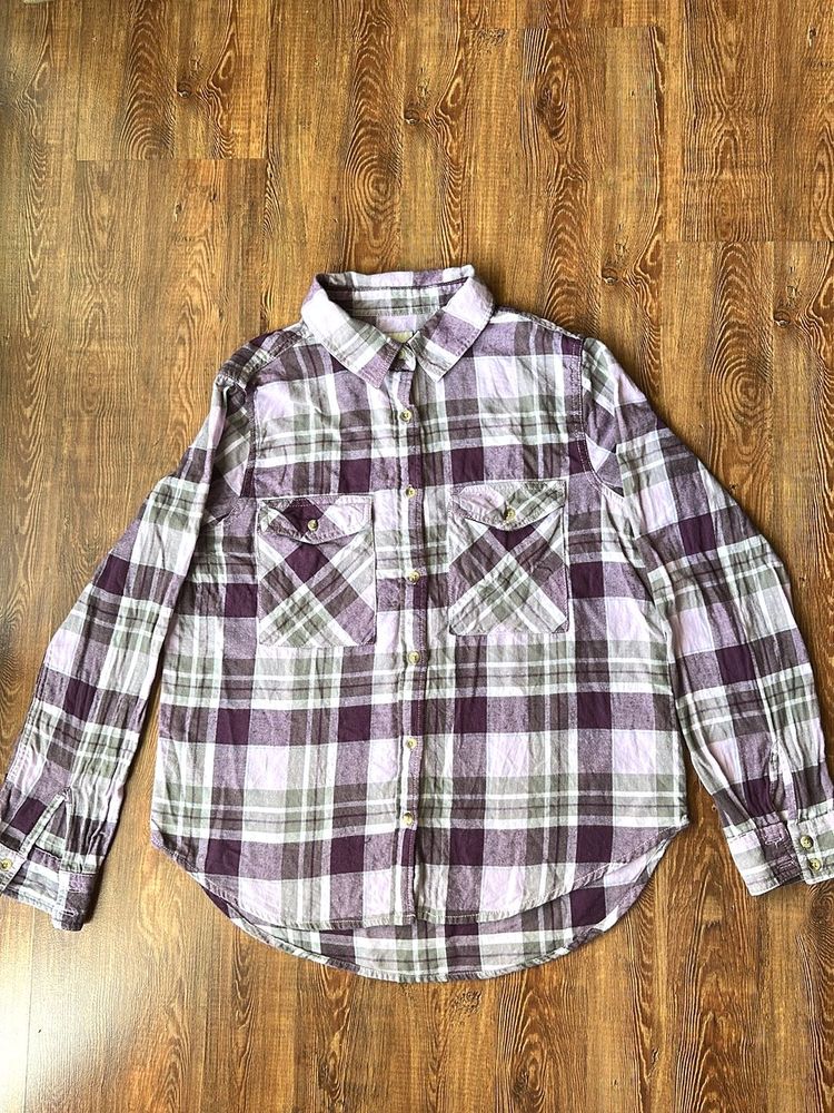 Purple Plaid Flannel Shirt