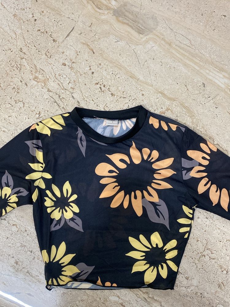 Sunflower Black Mesh Top