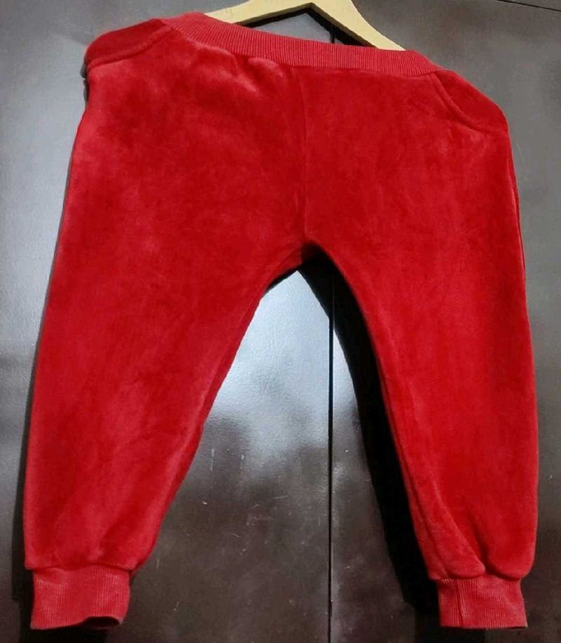 Maroon Velvet Pajami For 2- 3 Year Boy