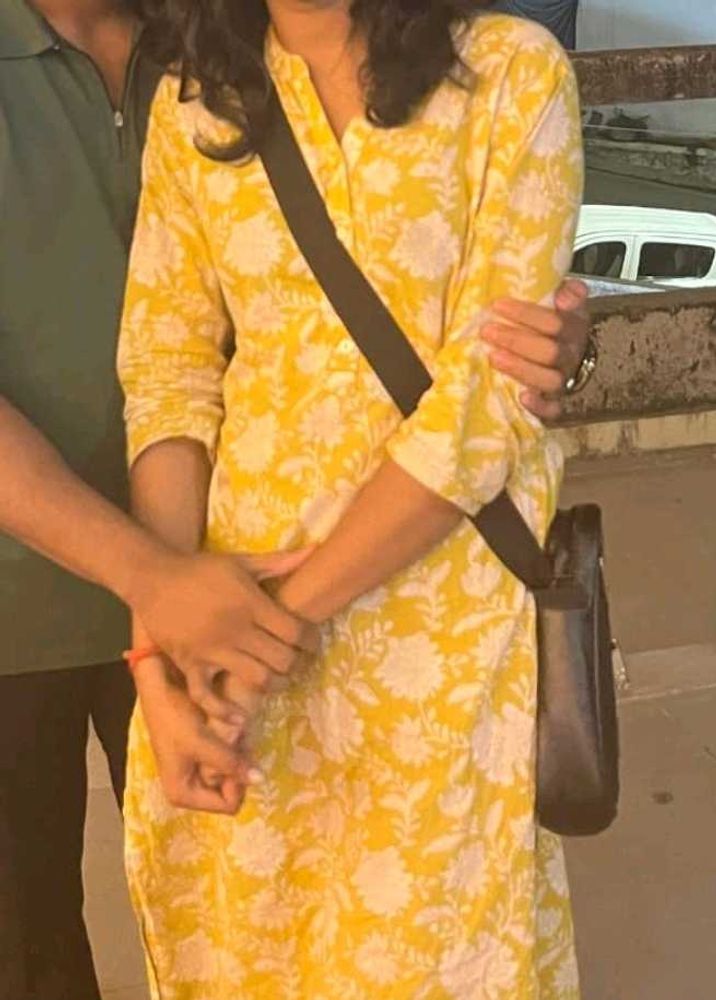 Floral Print Yellow Kurti