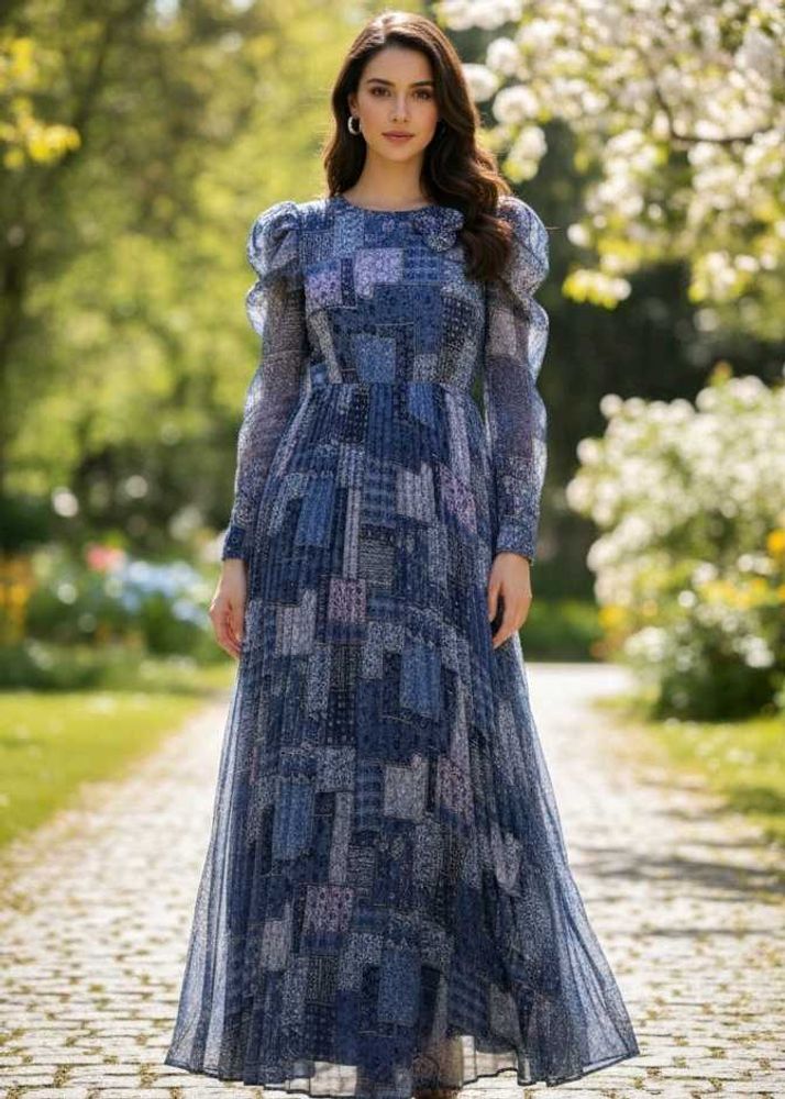 Patchwork Print Maxi Dress
