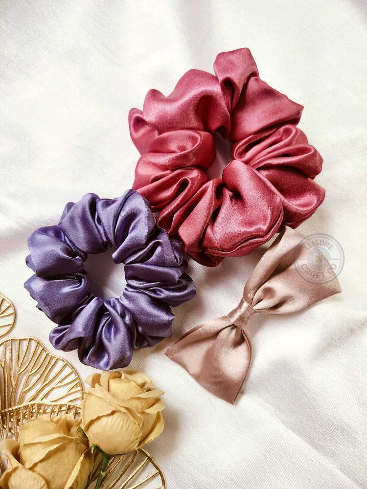 Premium Satin Scrunchies + Hair Bow Combo 🎀