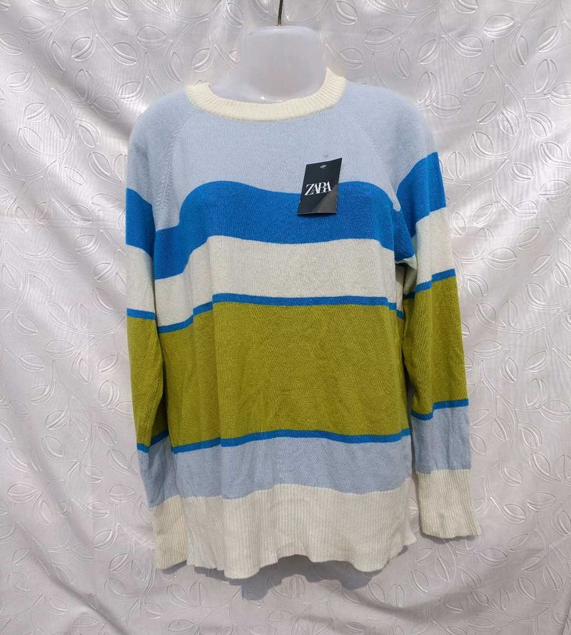Unisex Imported Striped Knit Sweater