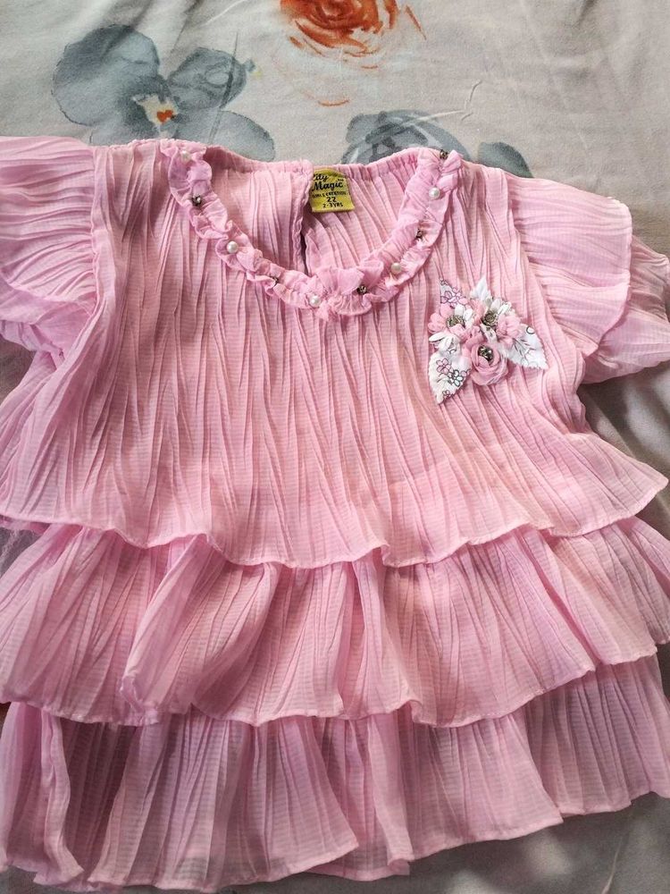 Pink Ruffled Tiered Top