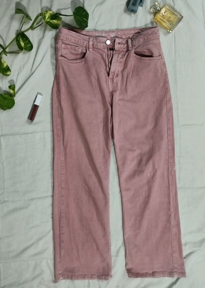 light pink wide leg jeans