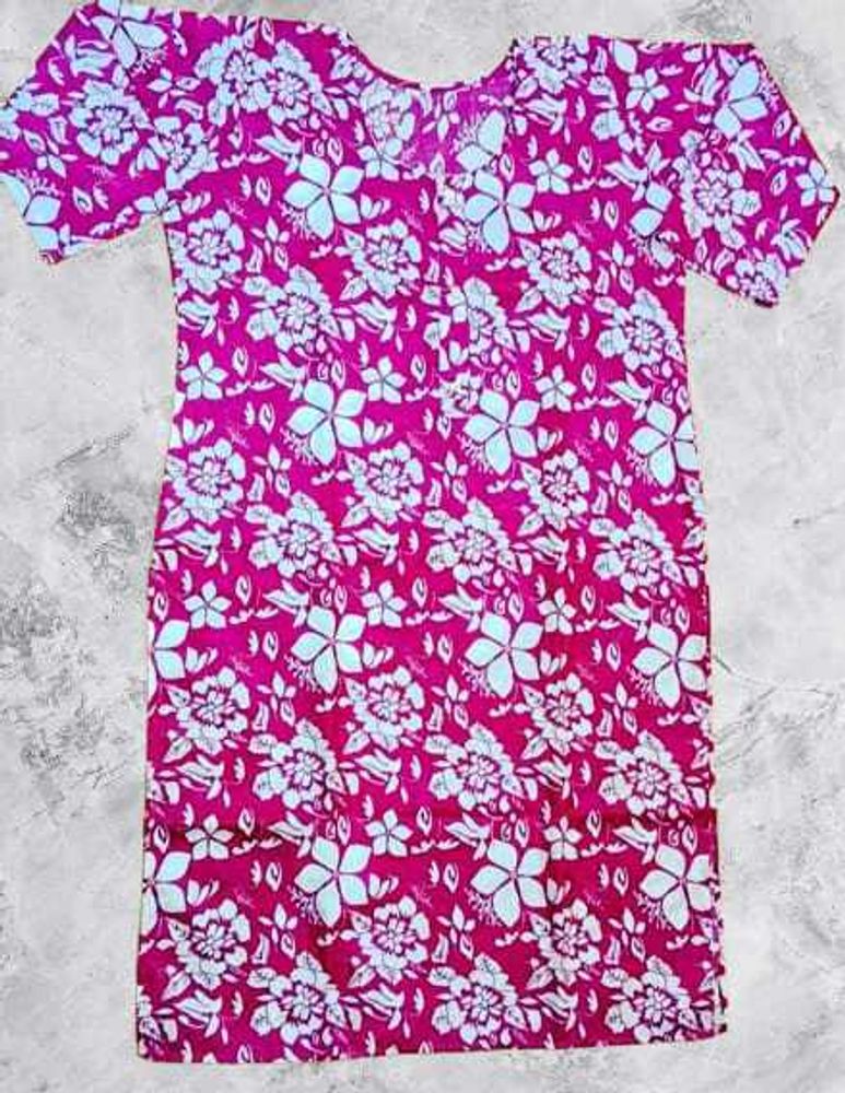 Women&#39;s Long Kurti Floral Hand Blocke Printed