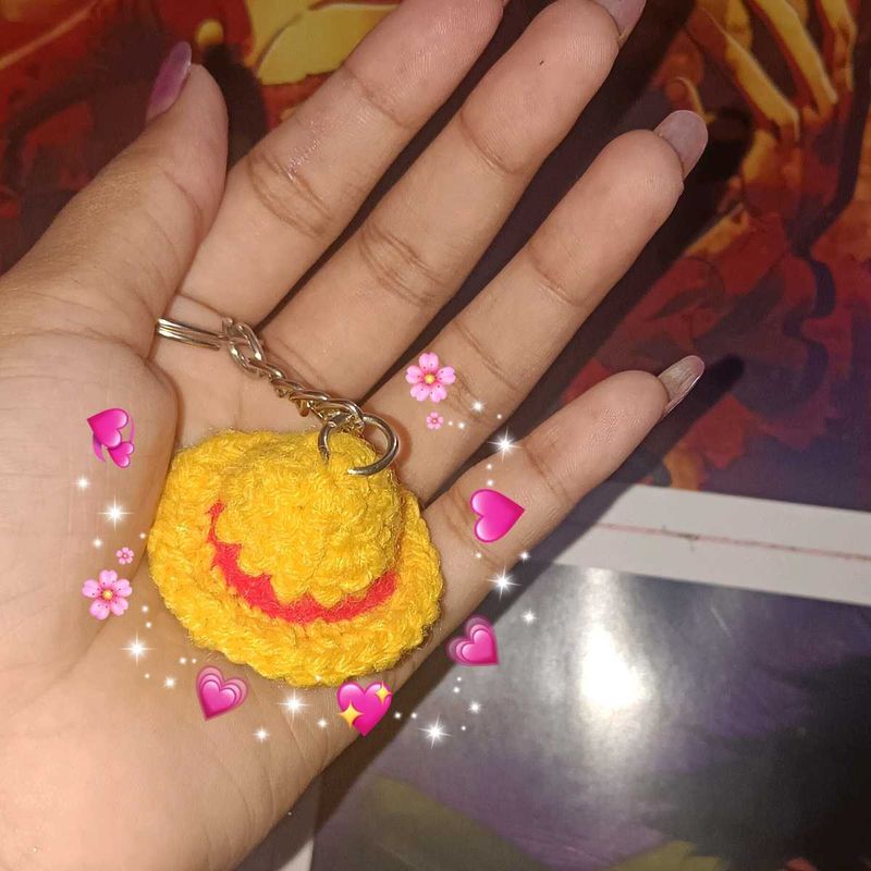 Crochet Straw Hat Keychain