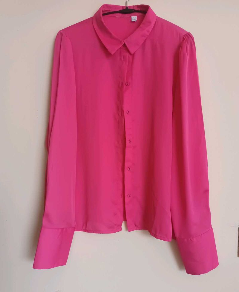 Pink Satin Oversized Shirt
