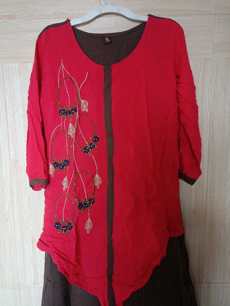 Pink Brown Kurta For Women