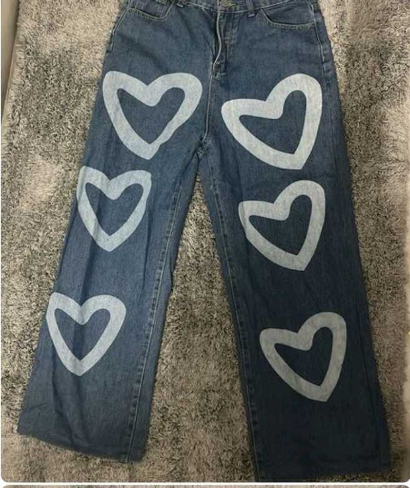Heart Print Jeans