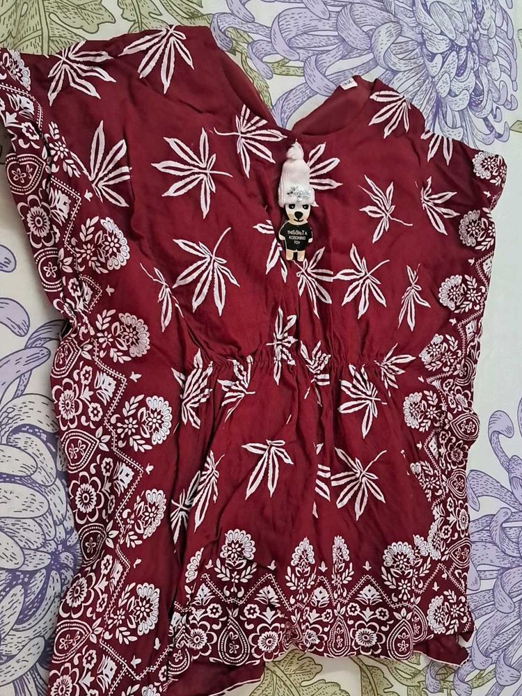Maroon Floral Kaaftan