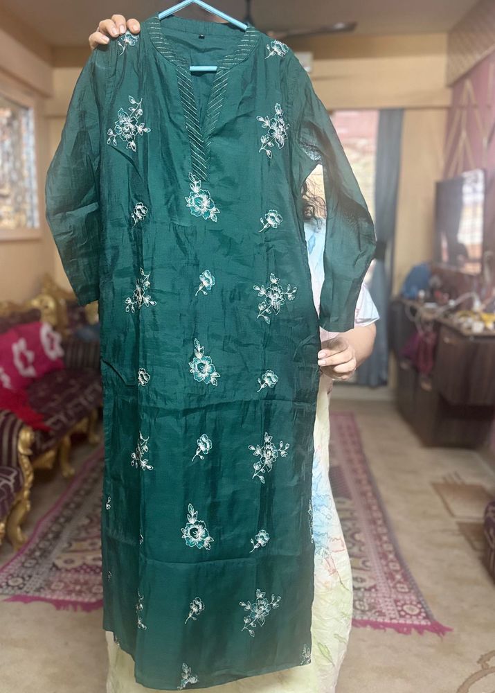Green Embroidered Kurti