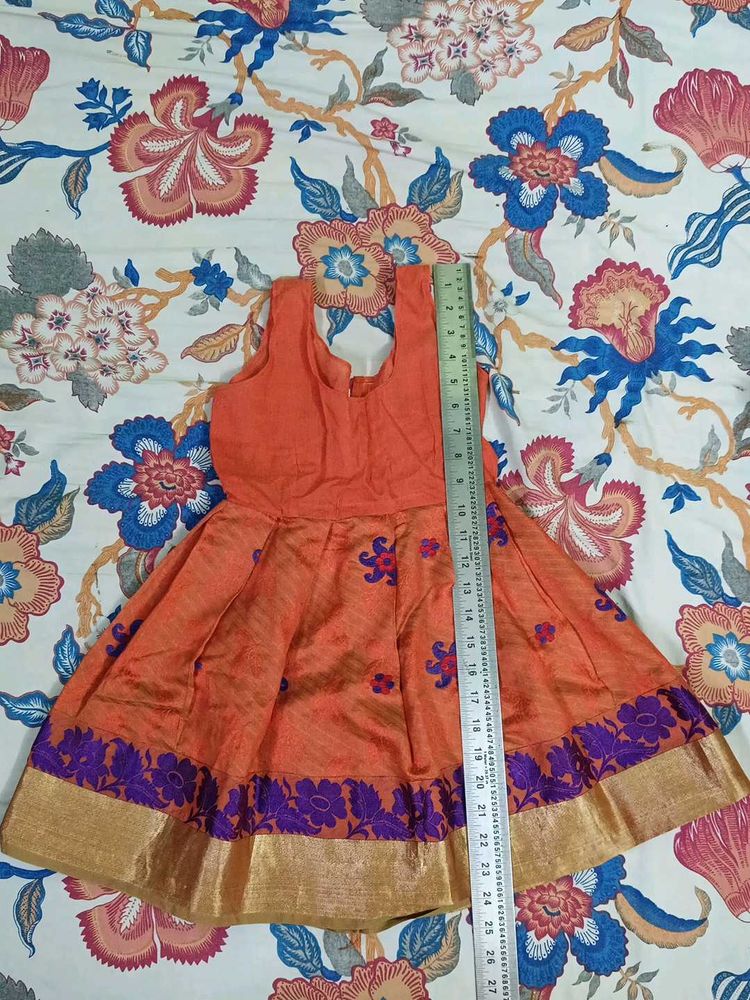 Orange Ethnic Baby Girl's Dress