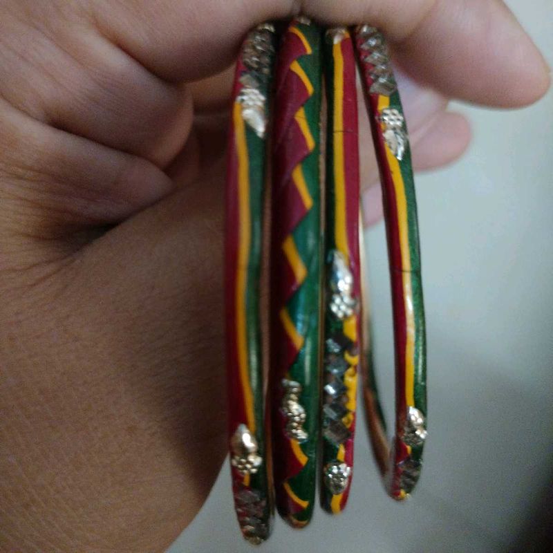 Vintage Wood Bangles - Set of Four