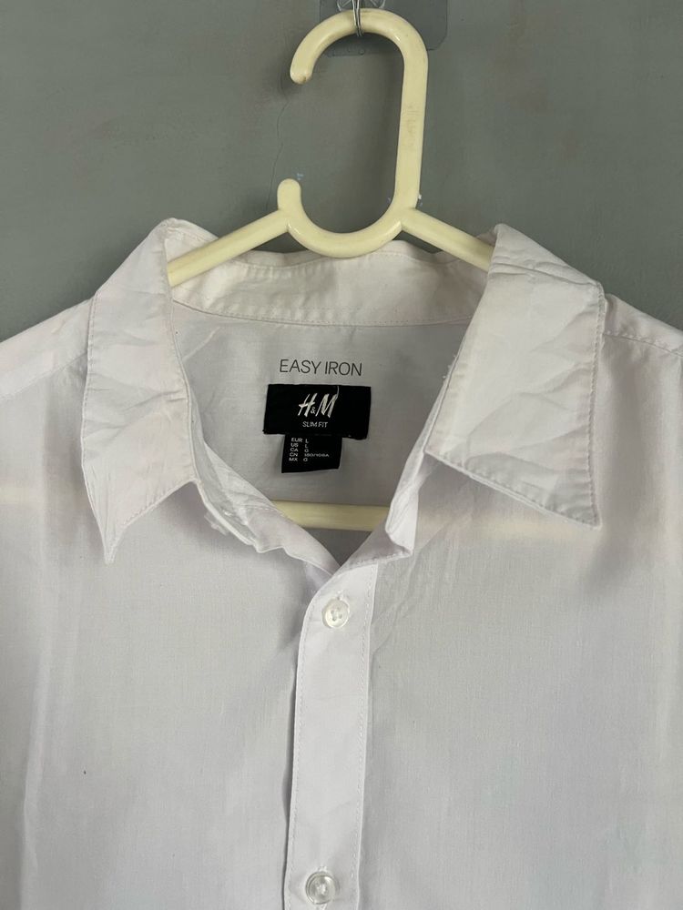 H&amp;M White Easy Iron Shirt