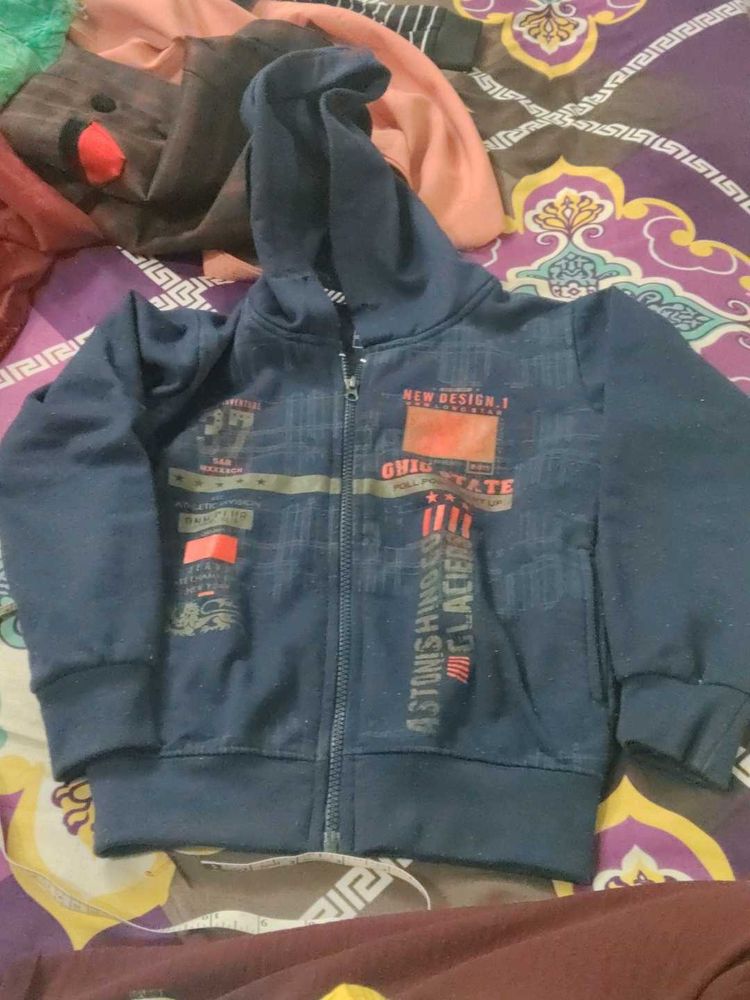 Kids Blue Graphic Print Hoodie