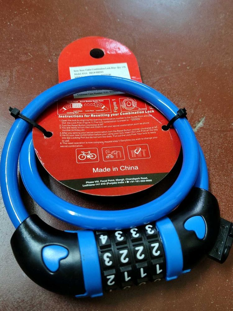 Blue Combination Bike Lock