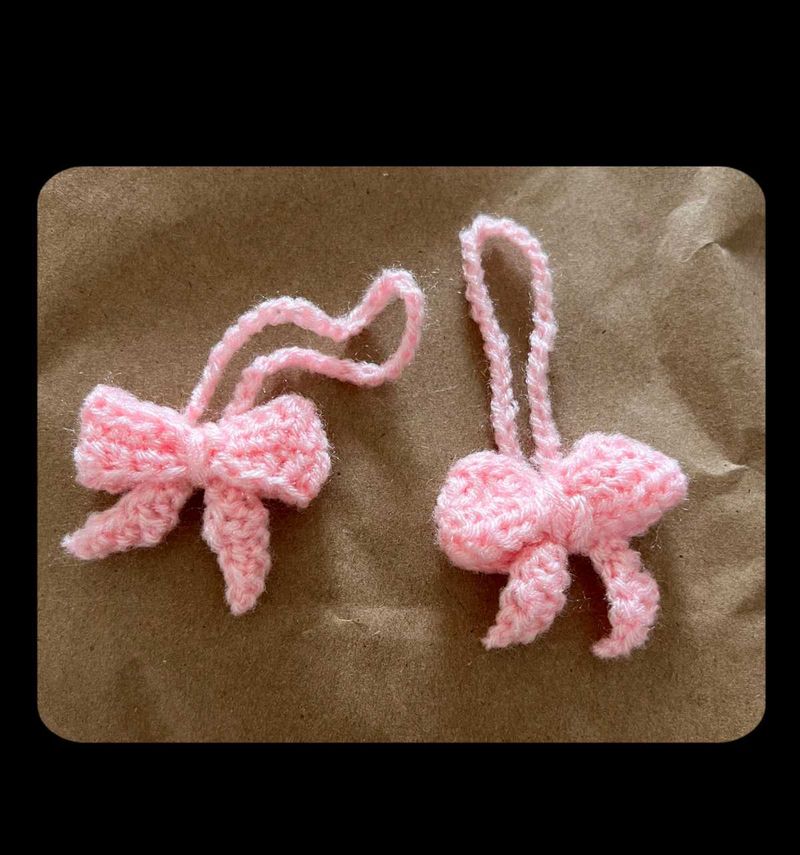 Crochet Pink Bow Ornaments
