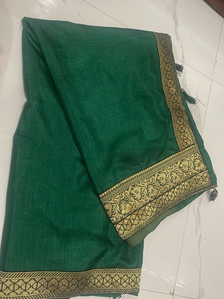 Elegant Green &amp; Gold Sari