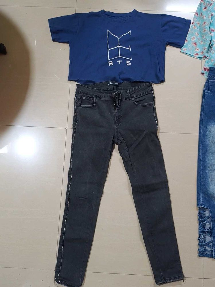 Zara Jeans &amp; BTS Tee Set